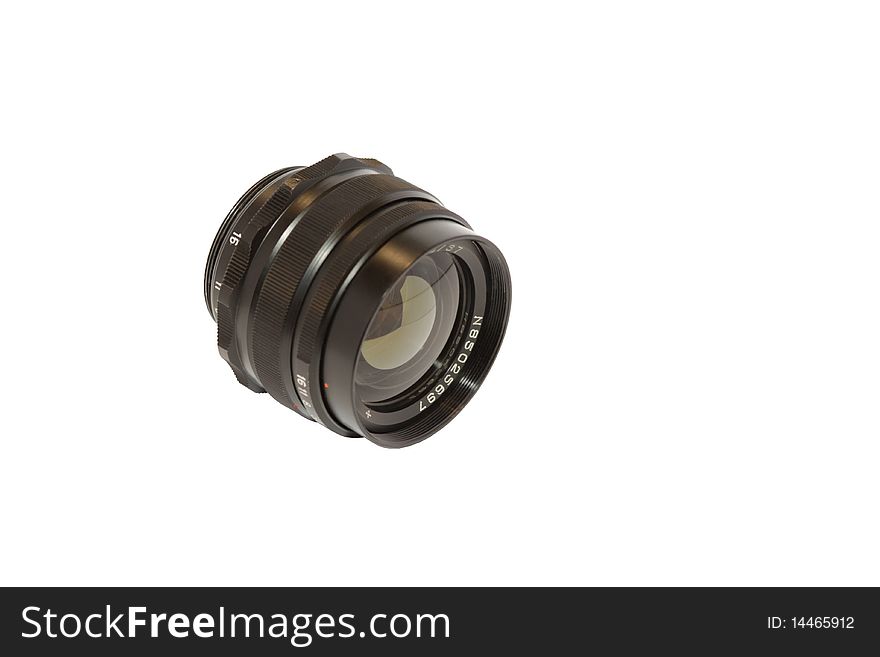 Old lens isolated on white