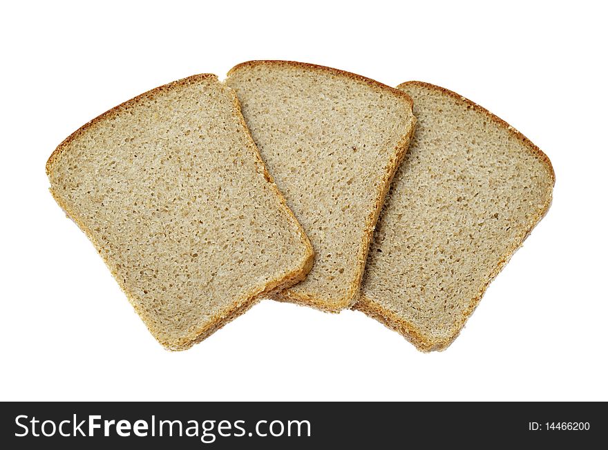 Slices of dark bread isolated over white. Slices of dark bread isolated over white