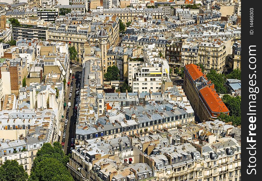 Aerial view of Paris architecture from the Eiffel tower. Aerial view of Paris architecture from the Eiffel tower