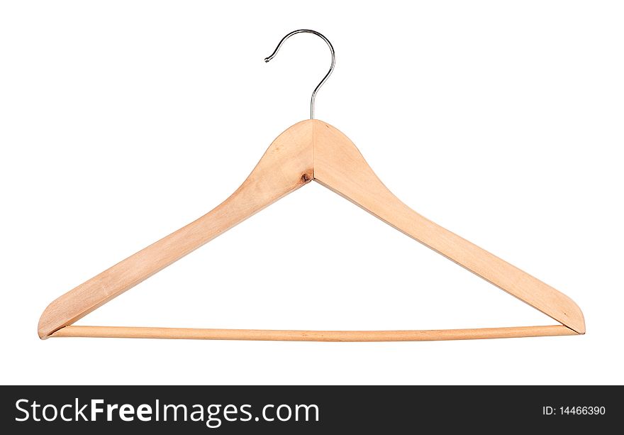 Wooden hanger isolated over white background