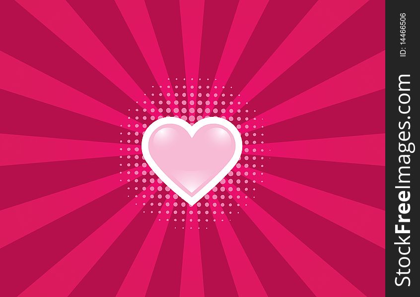 Simple heart background with rays and halftone. Separated elements. Simple heart background with rays and halftone. Separated elements.