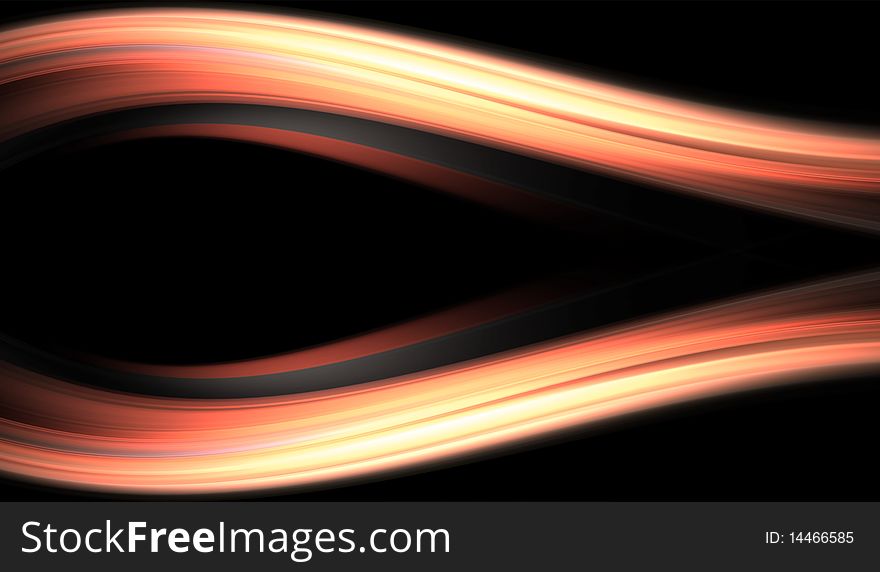 Two fire waves over black background, Abstract illustration