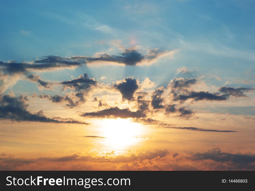 Sky in sundown. Nature composition.