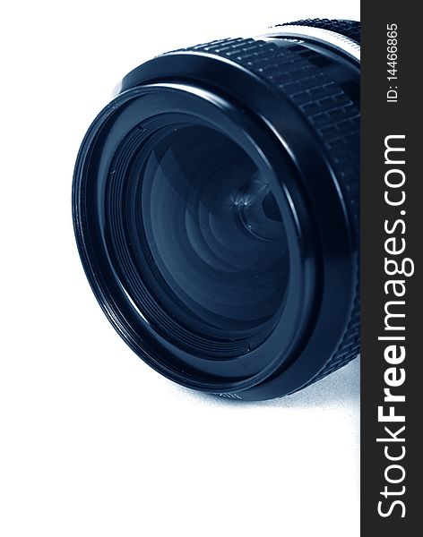 The camera lens on a white background isolated