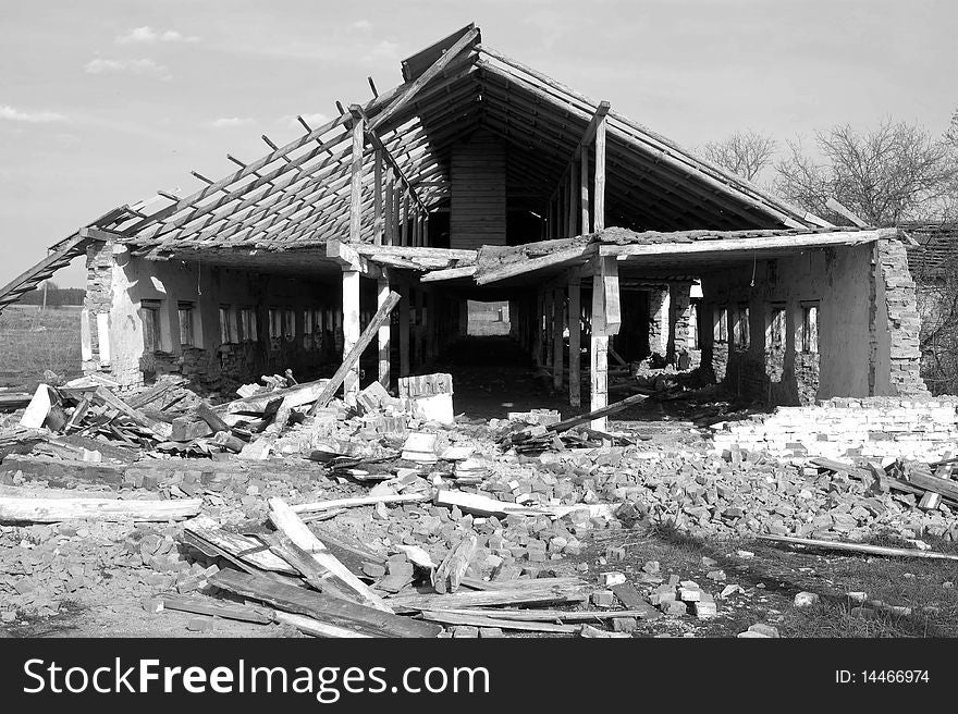 Abandoned warehouse, interior shot in black and white. Abandoned warehouse, interior shot in black and white.