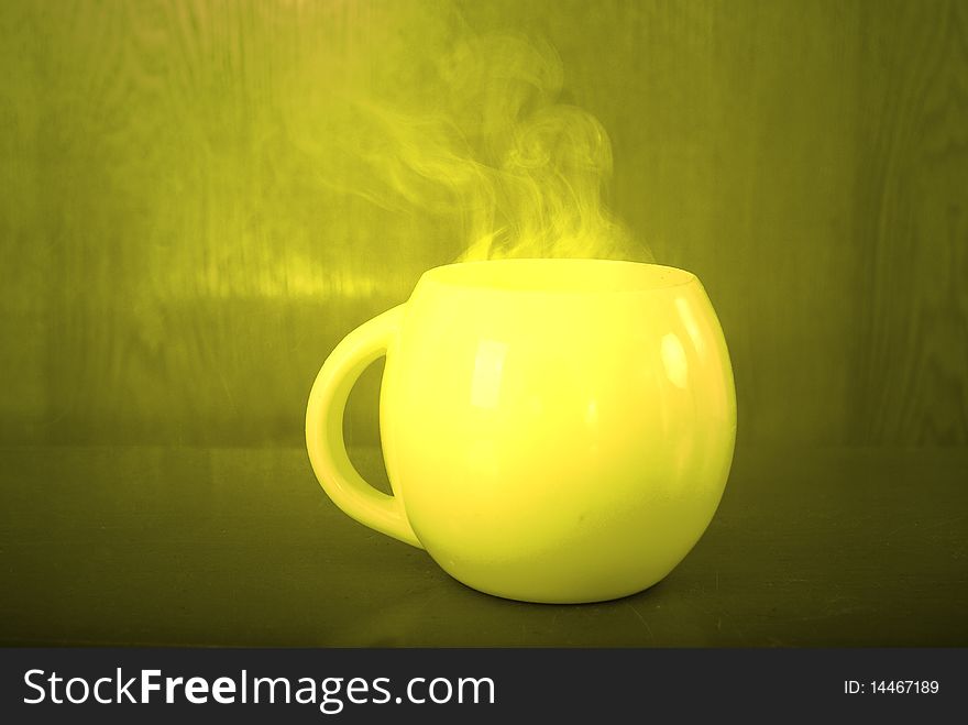 Tableware series: full of steaming coffee cup