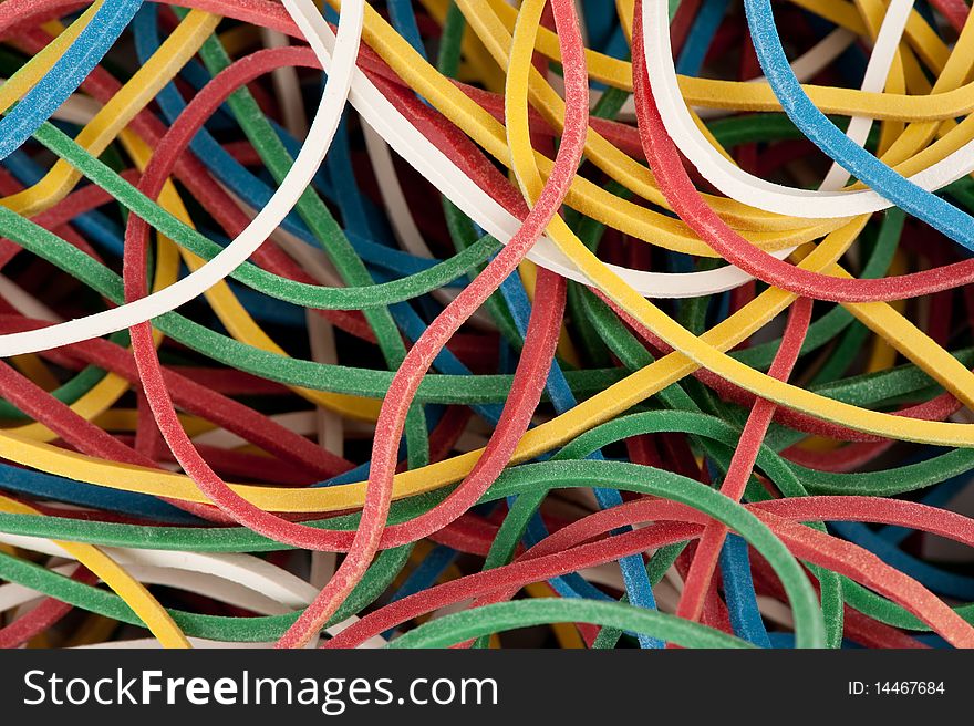 A colorful rubber bands as a background, close-up