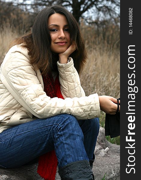 Smiling brunette teenage girl