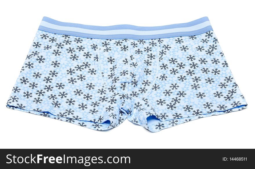 Male undershorts with pattern in the manner of snowflake on white background