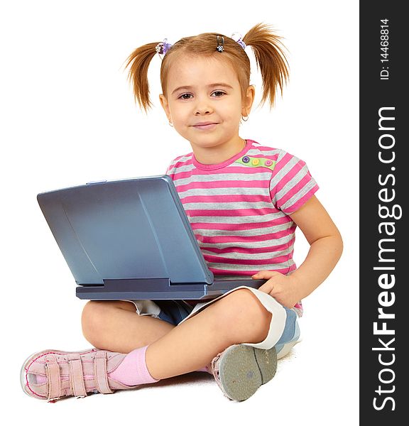 Little Funny Girl With Laptop