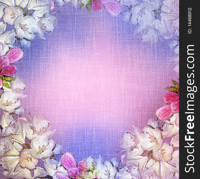 Floral Frame With Canvas Texture