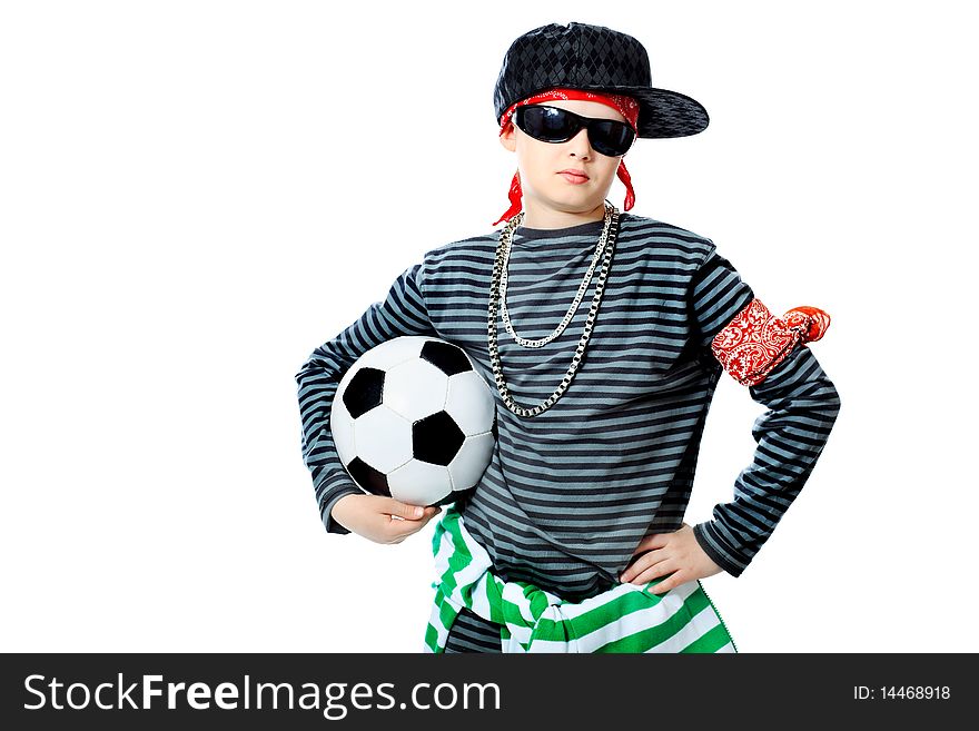 Shot of a trendy teenager standing with a ball. Isolated over white background. Shot of a trendy teenager standing with a ball. Isolated over white background.