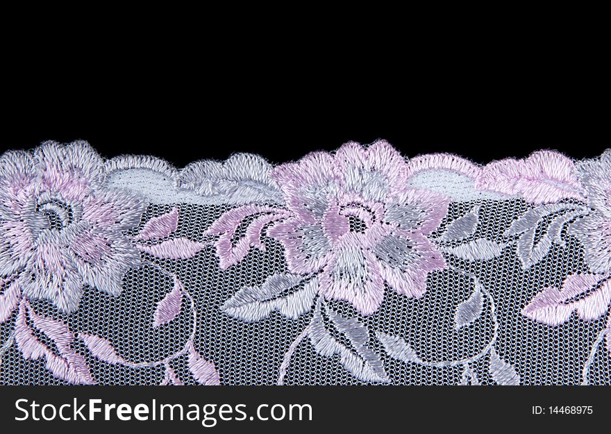 Rose lace with pattern insulated on black background
