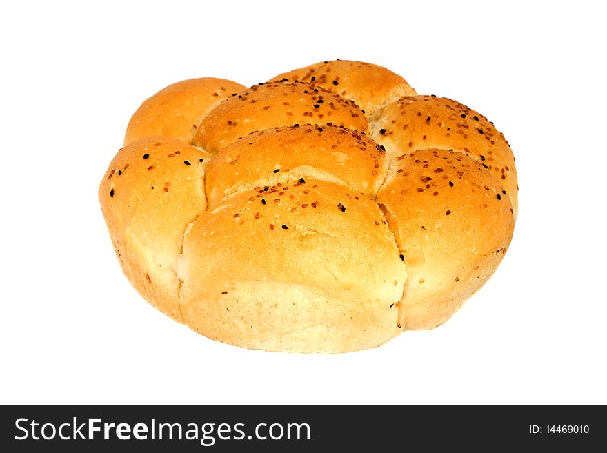 Flower Shaped Bread Isolated on White Background