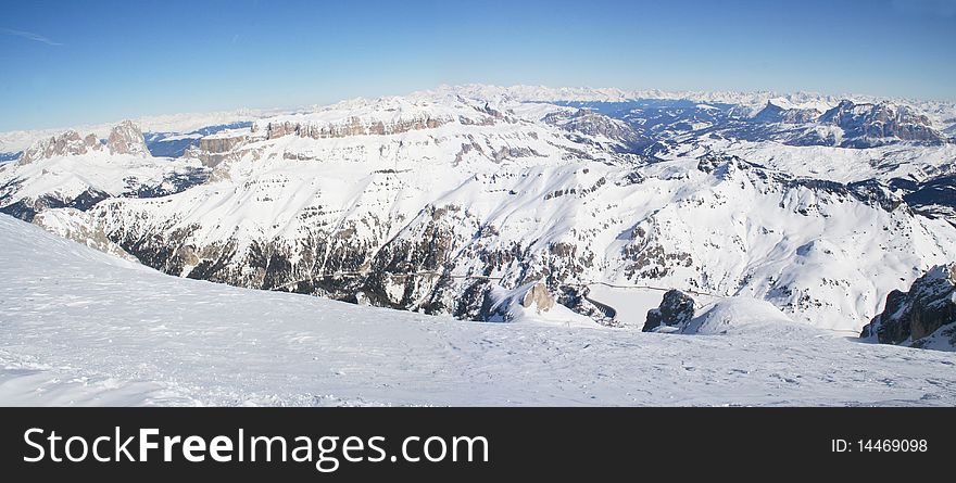 Panoramic view from the ski areal Marmolada, Dolomite, Italy. Panoramic view from the ski areal Marmolada, Dolomite, Italy