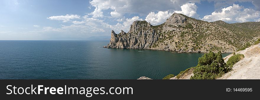 Crimea mountains and Black sea landscape, good sunny day. Crimea mountains and Black sea landscape, good sunny day