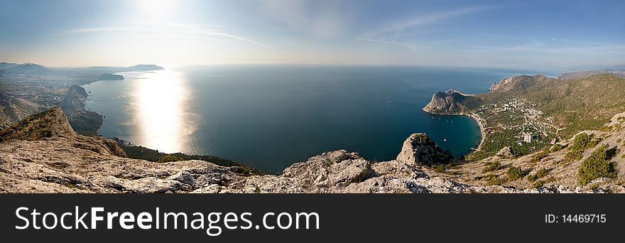 Crimea mountains and Black sea landscape, good sunny morning. Crimea mountains and Black sea landscape, good sunny morning