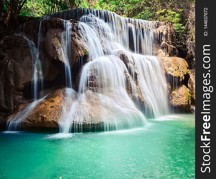 Beautiful waterfall Huai Mae Khamin at Kanchanaburi Province in west Thailand. Beautiful waterfall Huai Mae Khamin at Kanchanaburi Province in west Thailand