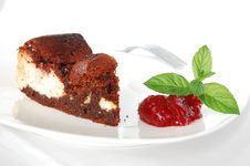 Cheese-brownie With Raspberries Jam Stock Images Cheese-brownie With Raspberries Jam Stock Images