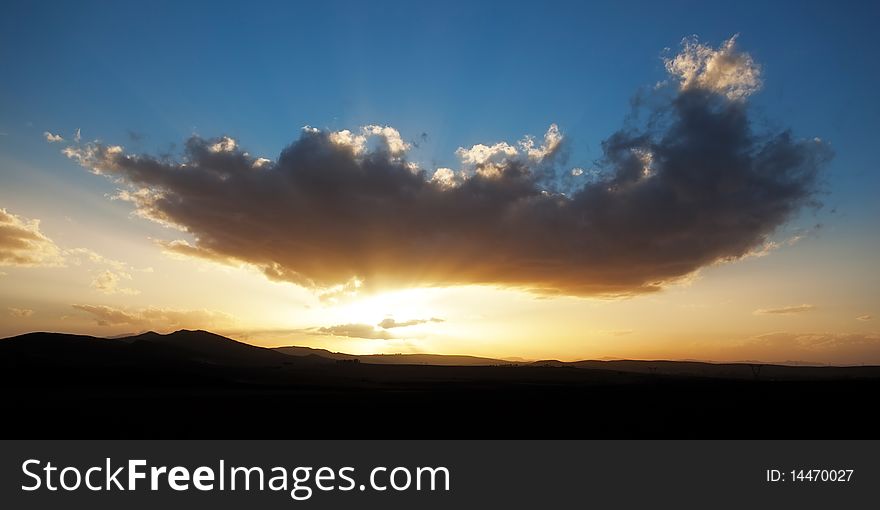 Image of a cloudy sunset in the Cape Province in South Africa. Image of a cloudy sunset in the Cape Province in South Africa