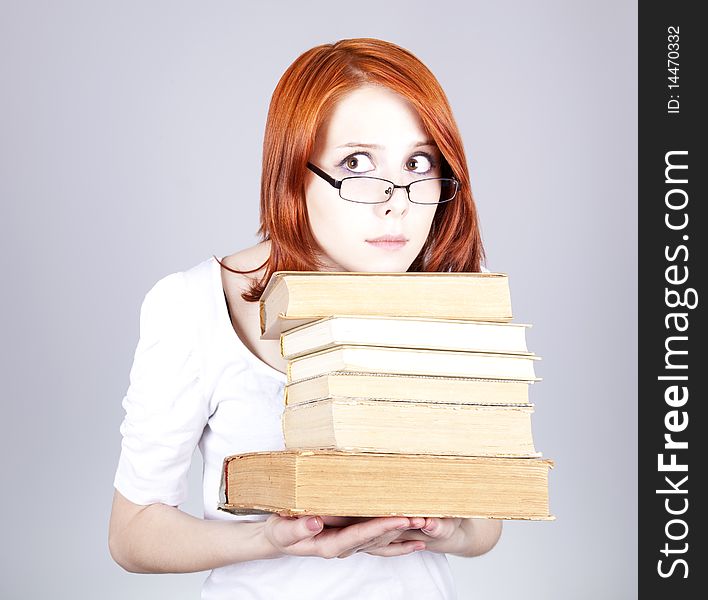 Red-haired Businesswoman Keep Books