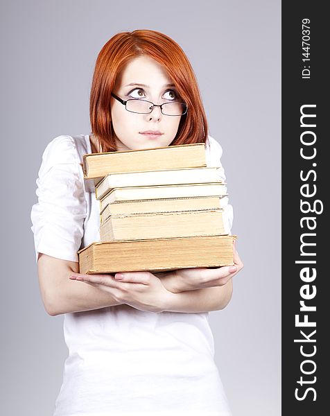 Red-haired Businesswoman Keep Books