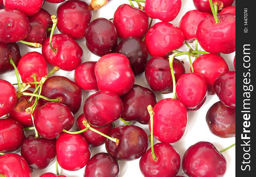 Background of Juicy ripe cherries. Background of Juicy ripe cherries