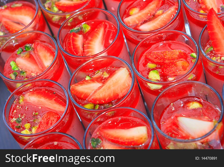 Strawberry dessert in glass cup