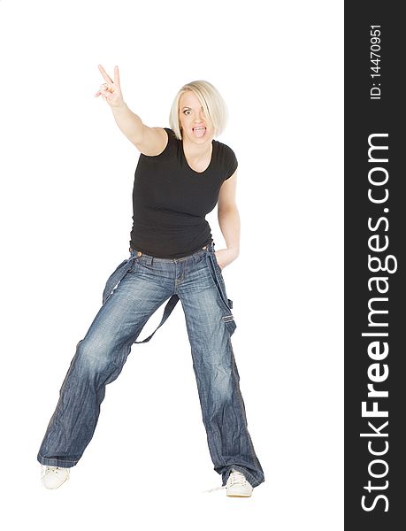 Blonde Women in jeans isolated