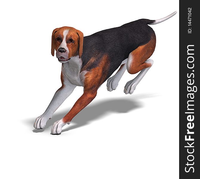 Austrian Black Dog. 3D rendering with clipping path and shadow over white