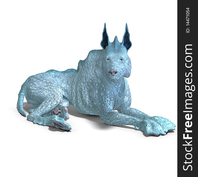 Bizarre alien dog.3D rendering with clipping path