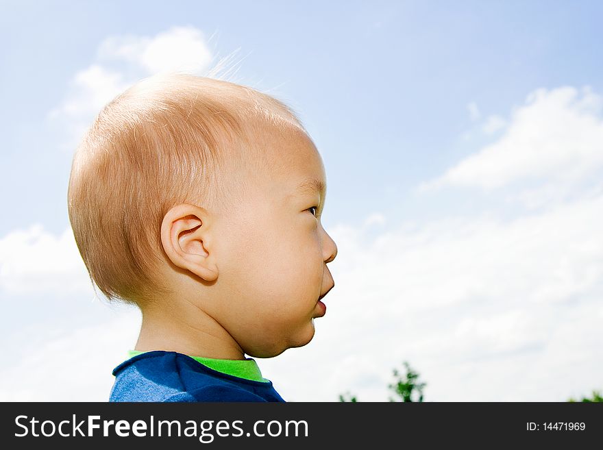 Portrait profile of an adorable Korean multiracial toddler boy. Portrait profile of an adorable Korean multiracial toddler boy.