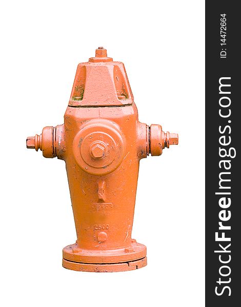 An orange fire hydrant on white