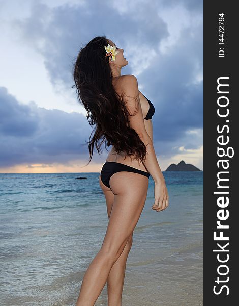 Young Woman At A Hawaii Beach