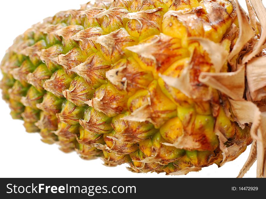 Ripe pineapple isolated on white background. For food and beverage, healthcare, and diet and nutrition concepts.