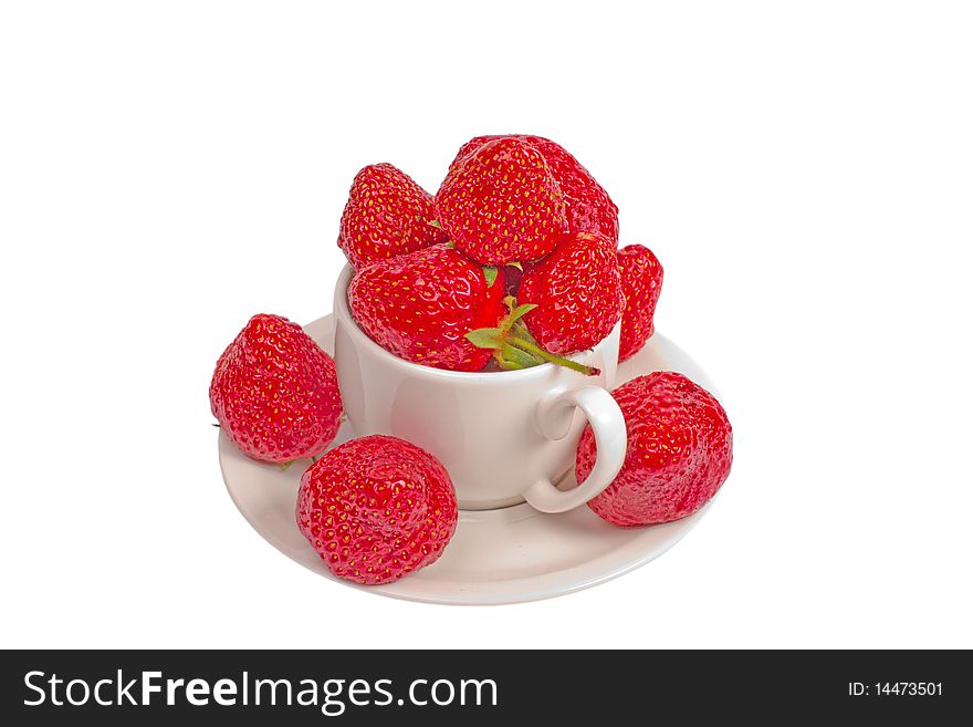 Strawberry in cup on white background