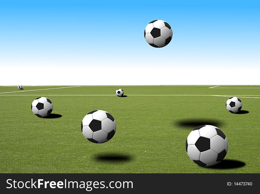 Image of soccer balls on a field