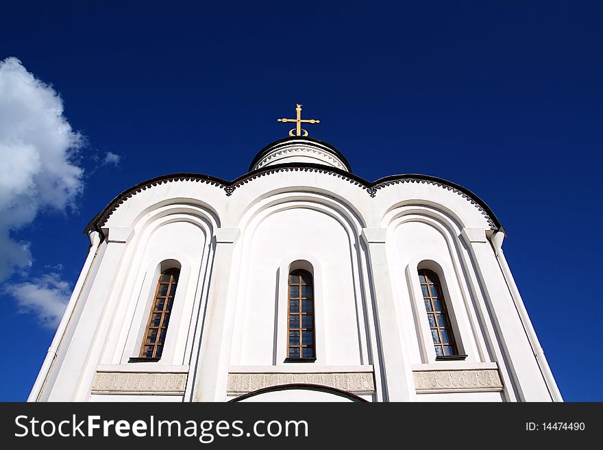 Christian orthodox church on celestial background