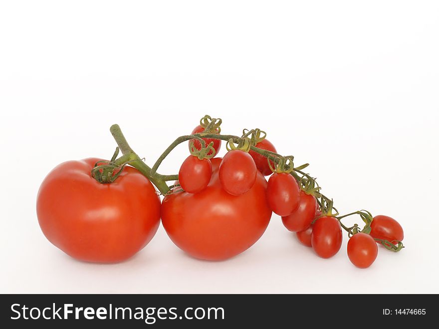 Two types of tomatoes white background
