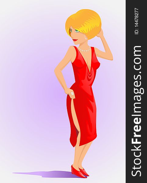 The beautiful woman in a red dress. Illustration. The beautiful woman in a red dress. Illustration