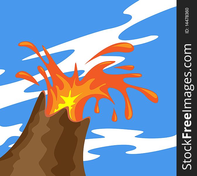 The volcano eruption. Illustration.Vector