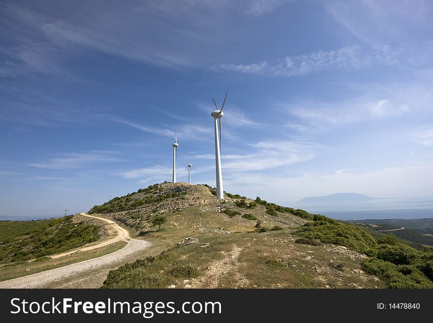 Wind turbines in north Greece