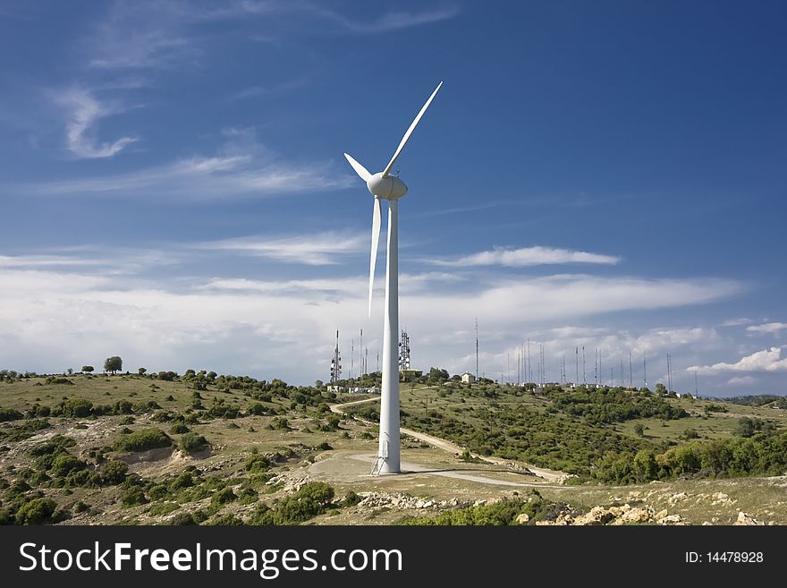 Wind turbines in north Greece
