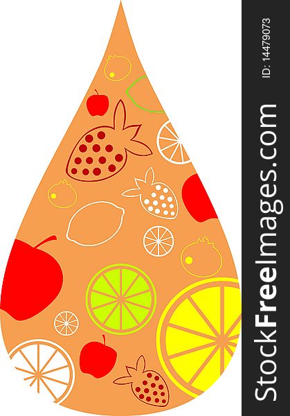 Fruit silhouettes in drop shape illustrated image. Fruit silhouettes in drop shape illustrated image