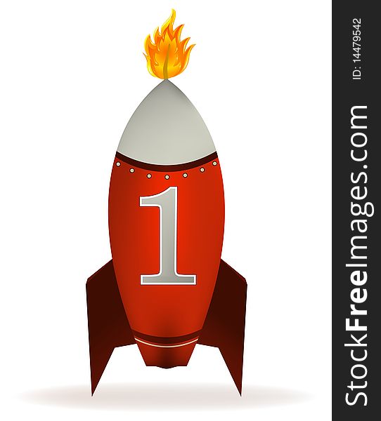 A fun stylized red rocket candle, isolated on white. A fun stylized red rocket candle, isolated on white