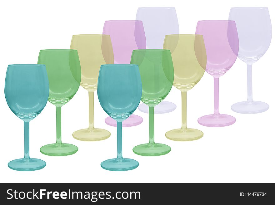 ï¿½olourful glasses on a white background