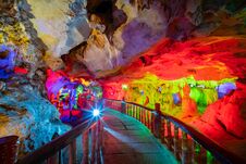 The Beautiful Seven Star Cave With Colorful Lights And Reflection At Seven-star Crags Scenic Area Royalty Free Stock Image