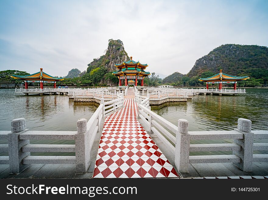 Five dragon pavilion of Seven-star Crags Scenic Area at Zhaoqing, China