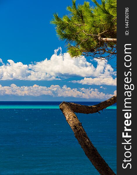 Tropical-like sea and sky in Italy in summer. Tropical-like sea and sky in Italy in summer