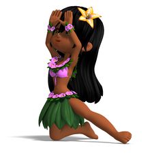 Very Cute Hawaiin Cartoon Girl Is Dancing For Stock Image Very Cute Hawaiin Cartoon Girl Is Dancing For Stock Image